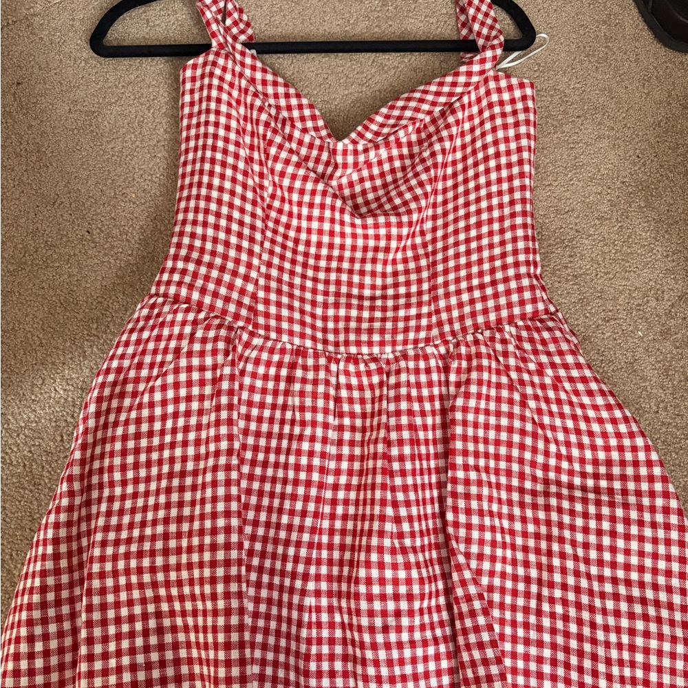 Reformation Red Gingham Mini Dress